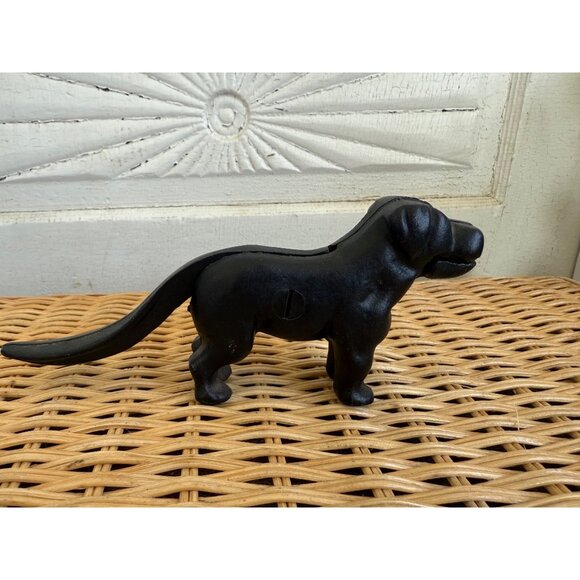 Vintage 1970s Black Dog Cast Iron Figural Nutcracker - Picture 1 of 7